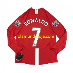 Camisola Manchester United Cristiano Ronaldo 7 2007 Retro Homem Equipamento Primeiro Manga Comprida